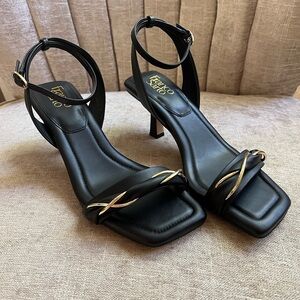Franco Sarto Black and Gold Women's Heels